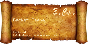 Backer Csaba névjegykártya